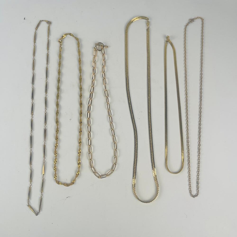 Gold Tone Necklace Costume Jewelry Lot of 6 80's, 90's, Y2K